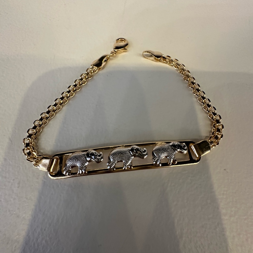 Chic Gold and Silver Elephant Chain Bracelet